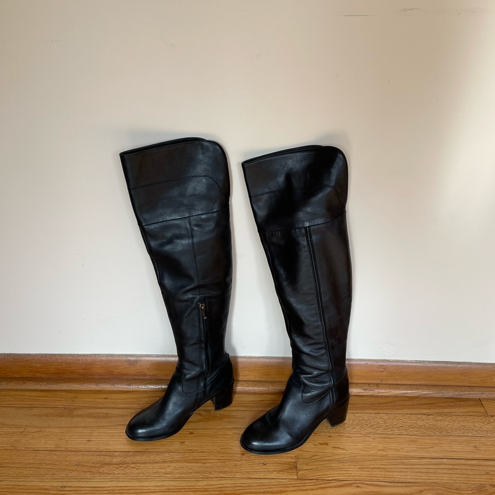 Sam Edelman OTK Black Leather Boots